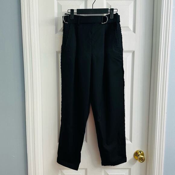 Aje Trousers Pants Cropped Ankle Black Wool Minimalist Work Academia 6 Small - Picture 3 of 8